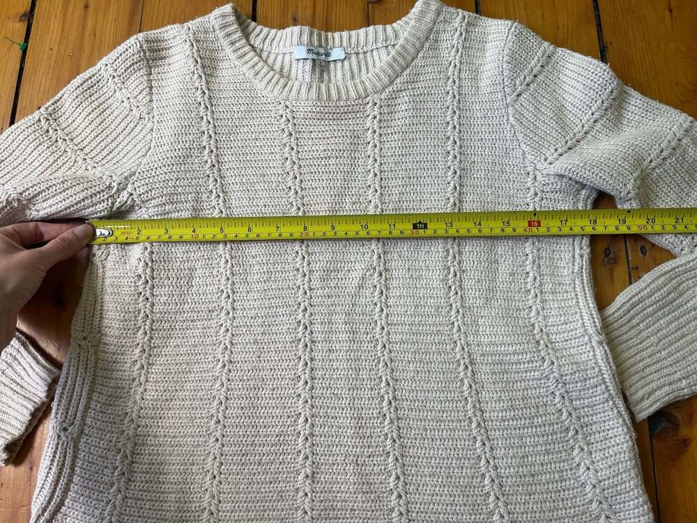 Madewell Women's Cream Textured Cable Knit Crewneck Sweater Small - Picture 4 of 7
